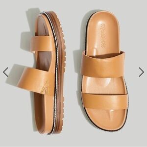 Madewell Camel Leather Slide Sandals